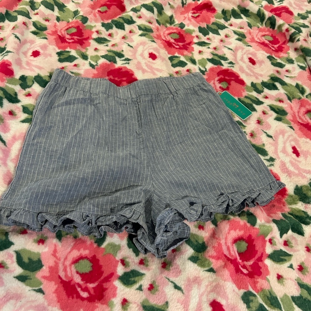 NWT Girls XL Copper Key Ruffled Stripe Shorts